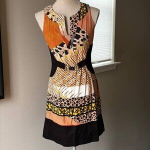 SANDRO FERRONE Italian-Made Sleeveless Cotton Blend Multicolor Dress – Size Smal